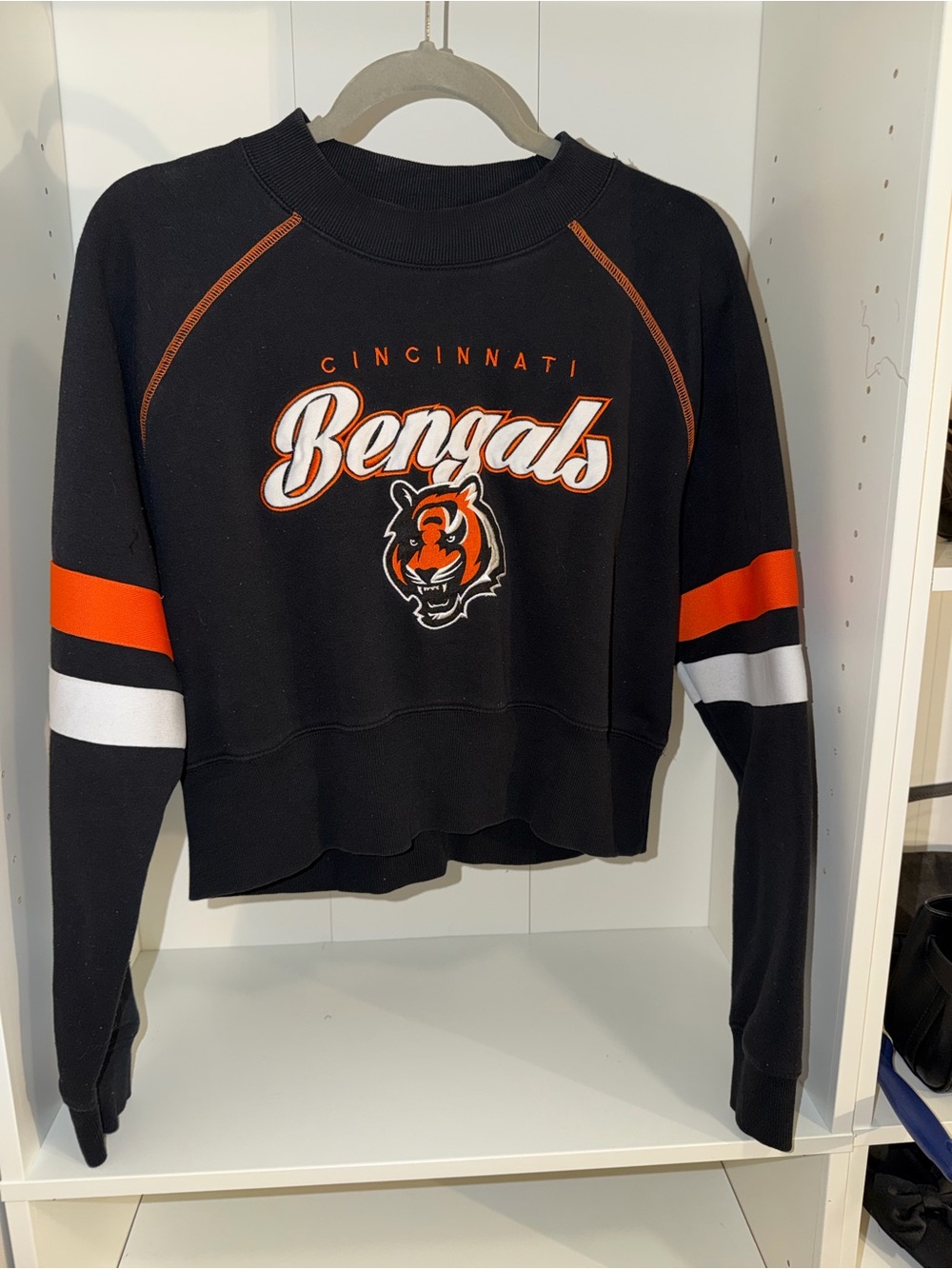 NFL Cincinnati Bengals Black, Orange & White Women's Crewneck Sweatshirt